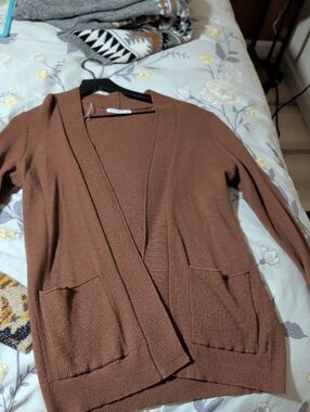 Staccato Brown Open-Front Pocket Cardigan